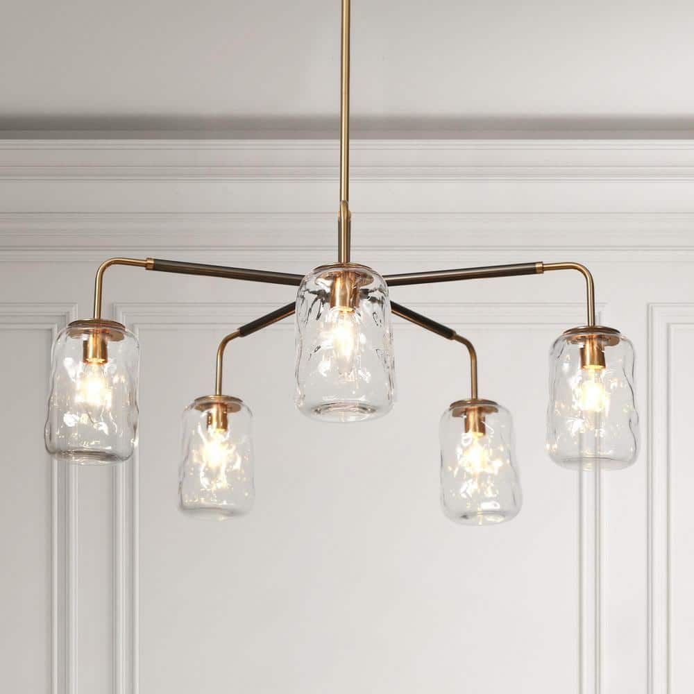 Lnc 28.7 In. W Modern 5-Light Gunmetal Gray And Brass Branch Chandelier ... in Crafting the Perfect Ambiance with Vapor Jar Lighting Tips and Tricks