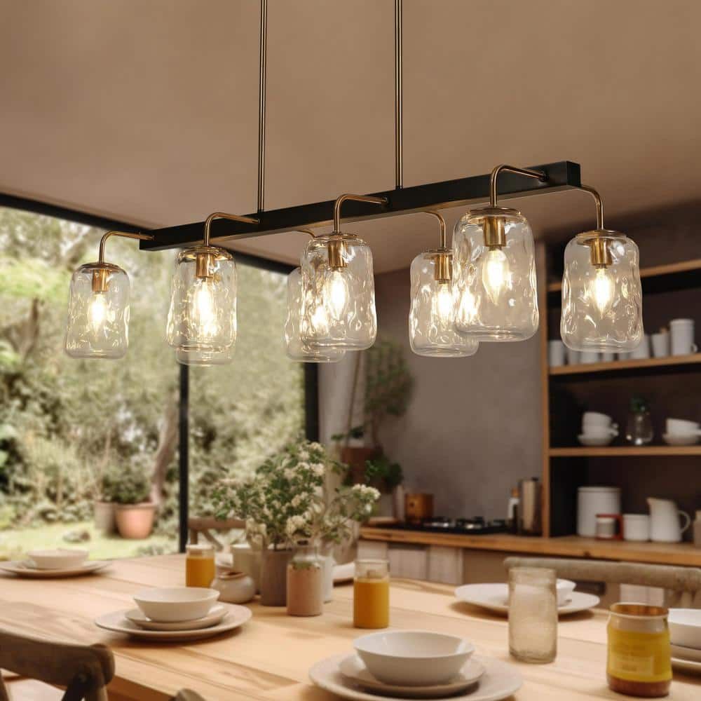 Lnc 39 In. W Modern 8-Light Gunmetal Gray And Plating Brass Island ... within Vapor Jar Chandelier, Gun Metal