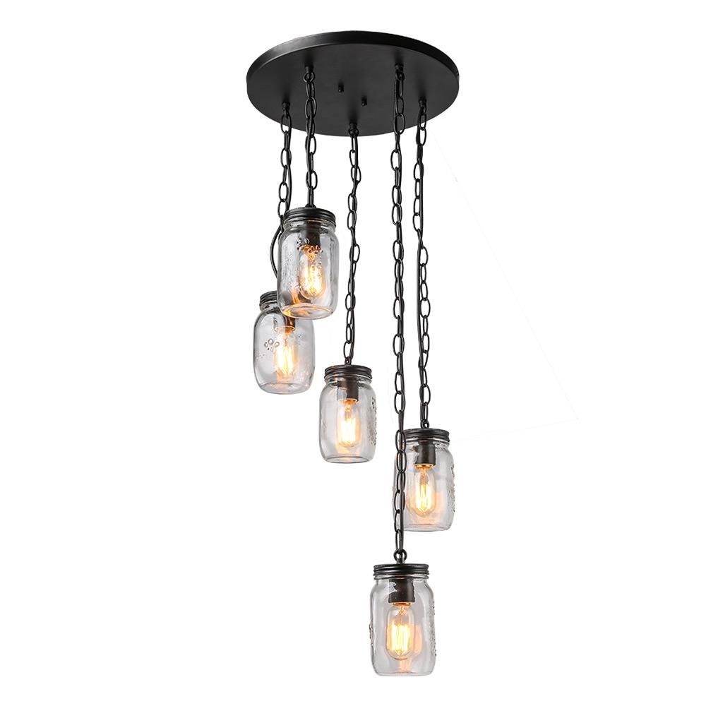 Lnc 5-Light Bronze Mason Jars Chandelier-A03224 - The Home Depot for Crafting the Perfect Ambiance with Vapor Jar Lighting Tips and Tricks