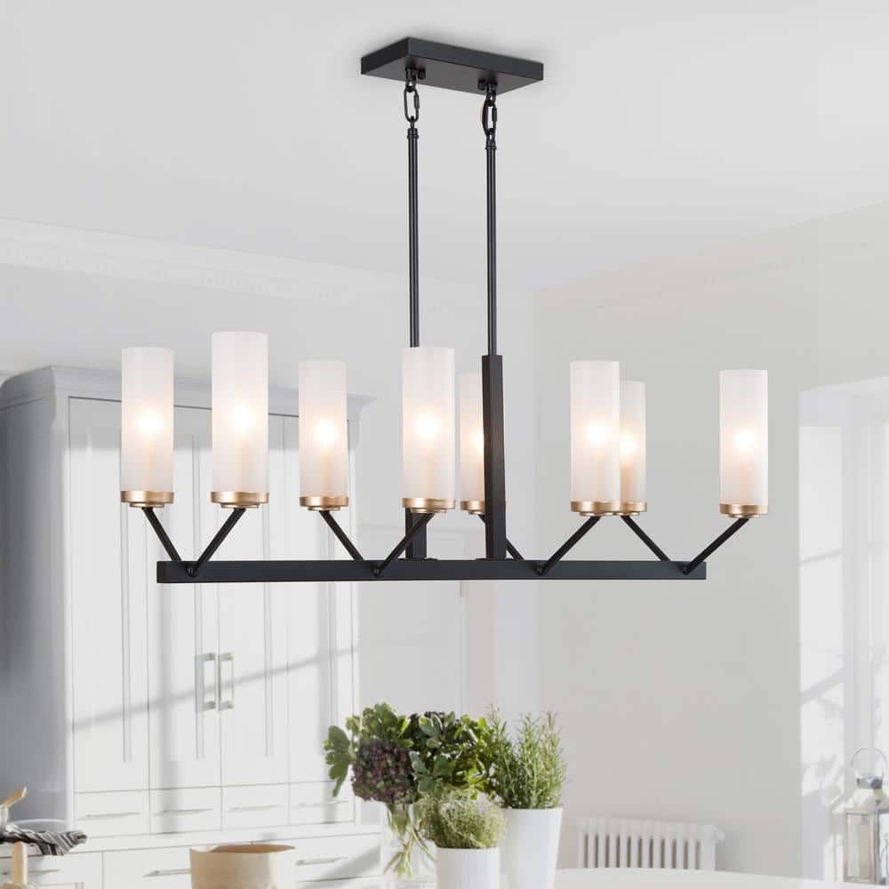 Lnc Black Chandelier Modern Industrial Linear 8-Light Kitchen Island ... for Matte Black Elegance Mastering the Art of Decorating with the Quorum Gentry
