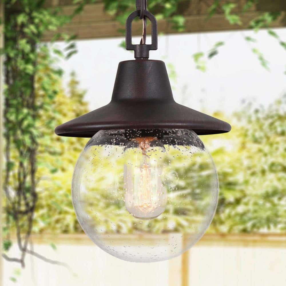 Lnc Modern Rusty Black Outdoor Pendant 1-Light Hanging Lantern With ... for Maximizing Energy Efficiency with Your Outdoor Pendant 1-Light Fixtures