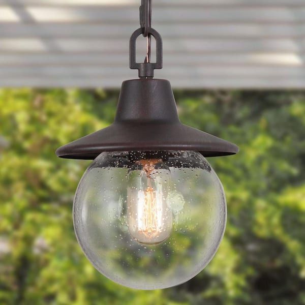 Lnc Modern Rusty Black Outdoor Pendant 1-Light Hanging Lantern With ... intended for Maximizing Energy Efficiency with Your Outdoor Pendant 1-Light Fixtures