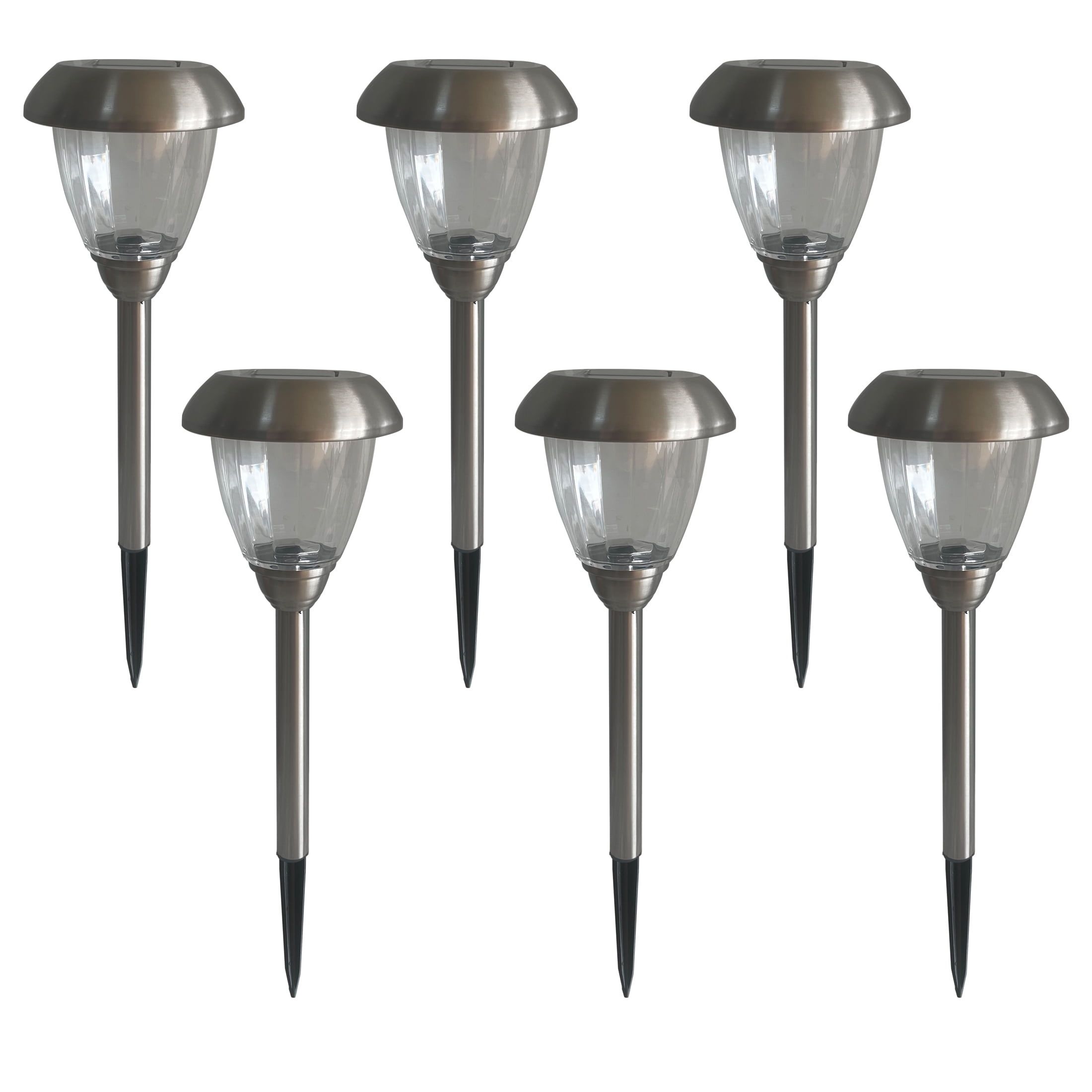 Mainstays Solar Powered Stainless Steel Led Landscape Pathway Lights ... in Stainless Steel Outdoor Solar Pathway Light, Set Of 4