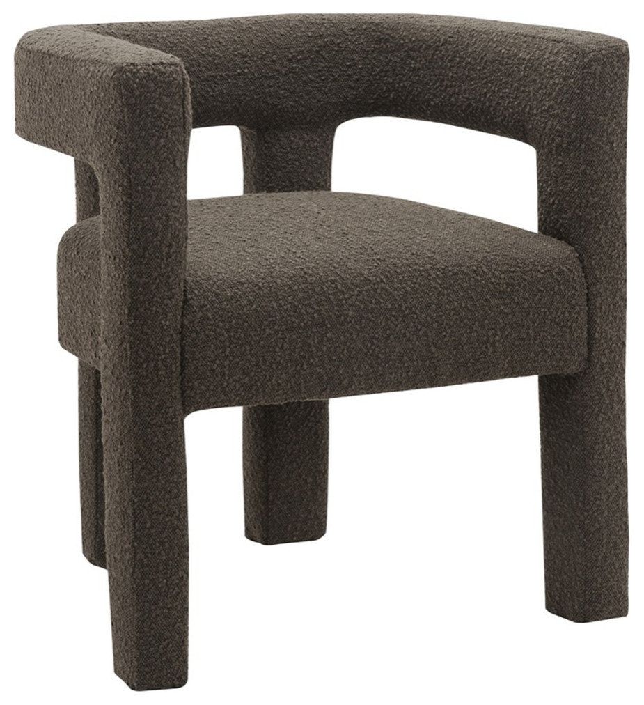 Maklaine Contemporary Brown Boucle Fabric Accent/Dining Chair ... intended for Maklaine Contemporary Brown Boucle Fabric 2Pc. Modular Sectional