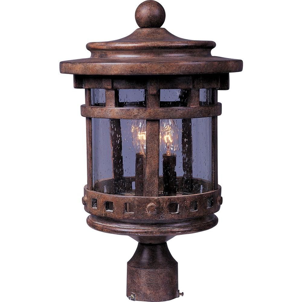 Maxim Lighting Santa Barbara Vx 3-Light Sienna Outdoor Pole/Post Mount ... regarding Santa Barbara Cast 3-Light Outdoor Hanging Lantern