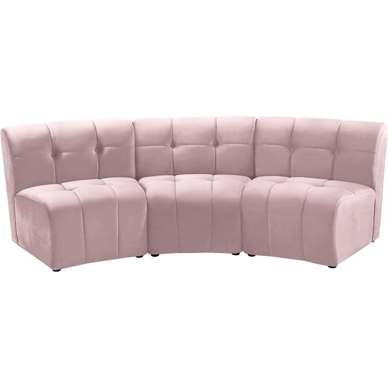 Meridian Furniture Limitless Pink Velvet Modular Sofa | Homesquare pertaining to Furniture Of America Trielle Velvet Modular Sectional With Ottoman In Pink