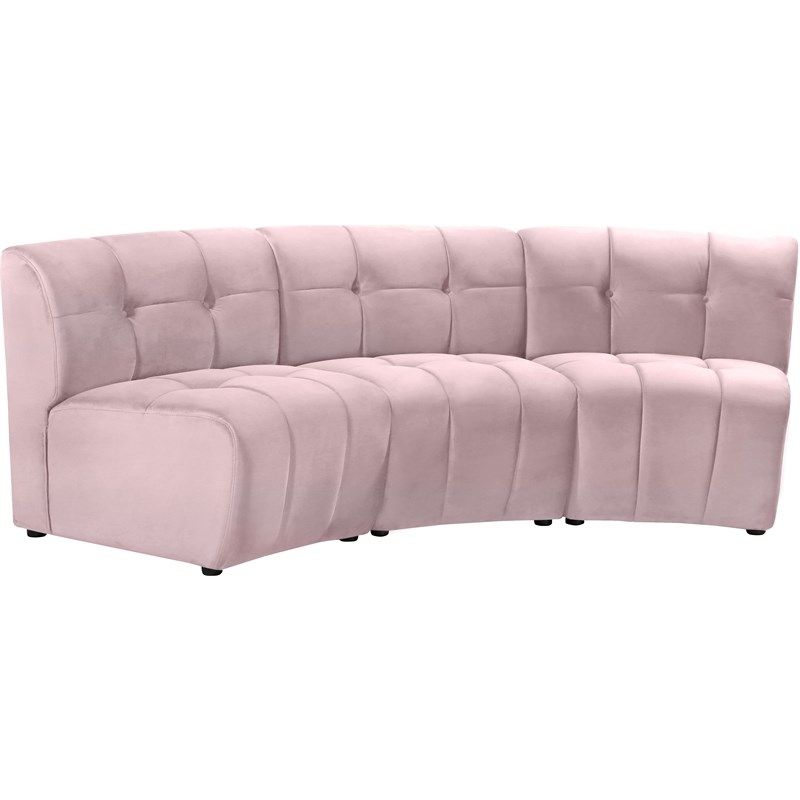 Meridian Furniture Limitless Pink Velvet Modular Sofa | Homesquare with Furniture Of America Trielle Velvet Modular Sectional With Ottoman In Pink