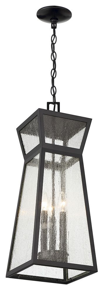 Millford 3-Light Outdoor Hanging Lantern, Matte Black - Transitional ... in Parrish 1-Light Outdoor Hanging Lantern, Matte Black
