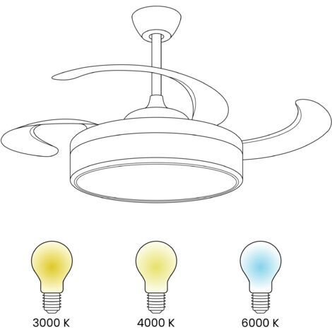 Modern Ceiling Fan Retractable Blades Remote Control Led Lighting White With Light Wood Effect ... regarding Beyond Cooling Understanding the Features and Benefits of 41.73 Modern Ceiling Fans