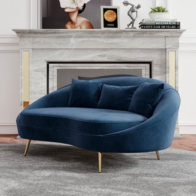 Modern Velvet Curved Sofa 3-Seater Sofa Toss Pillow Included, Small ... intended for Beyond Aesthetics Exploring the Design and Functionality of Floral Sofas