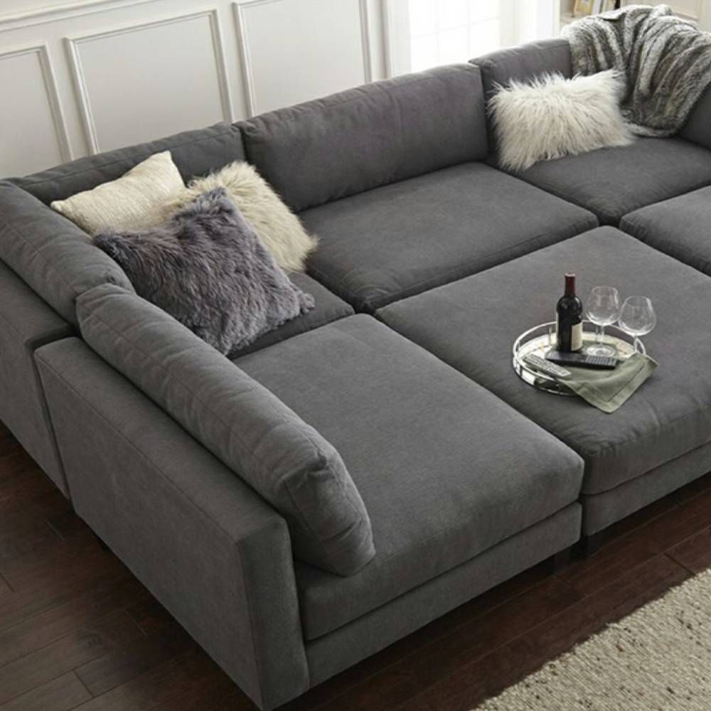 Modular Sectional Sofa With Ottoman - Fatima Furniture inside Light Grey Modular Sectionals Maximizing Space and Style in Your Living Room