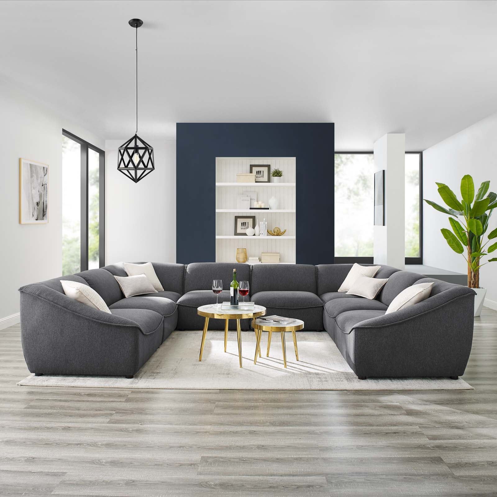 Modway Comprise 8-Piece Sectional Sofa In Charcoal - Walmart.com throughout Comfort Meets Style Exploring the Comprise 4-Piece Sofa Features