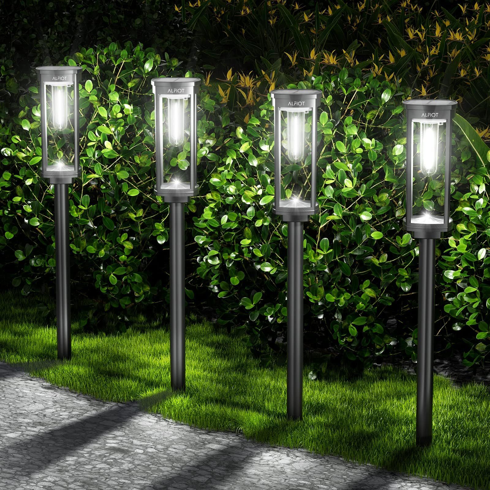 Morvat Led Auto Solar Powered Outdoor Path Lights With Stainless Steel ... intended for Solar Pathway Light, 2 Pack Led Lights