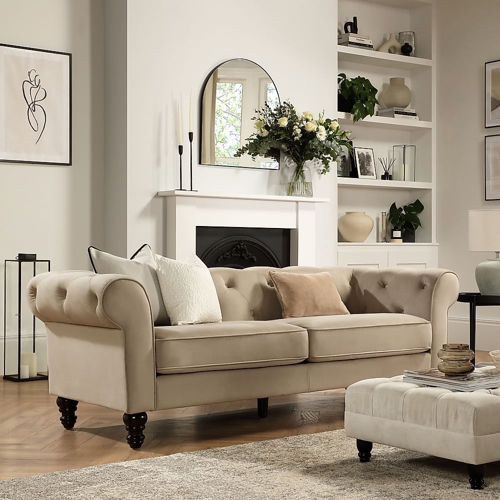 Oakham 3 Seater Chesterfield Sofa, Champagne Classic Velvet Only £649. ... pertaining to Beyond Aesthetics Exploring the Design and Functionality of Floral Sofas