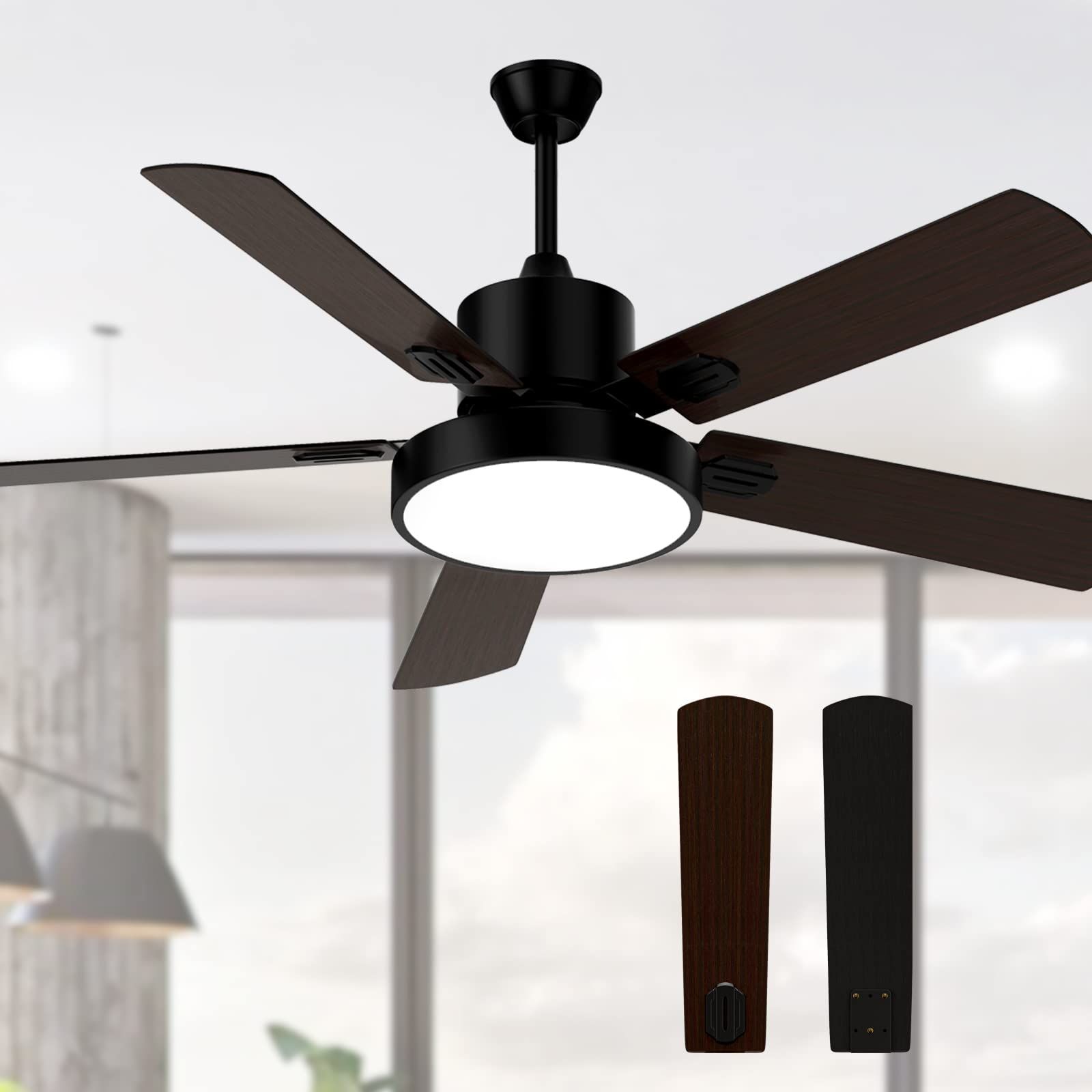 Obabala Ceiling Fan With Light, Indoor And Outdoor Ceiling Fans With ... within 52 In Modern Crystal Ceiling Fan With Remote Control,Reversible Motor, Matte Black