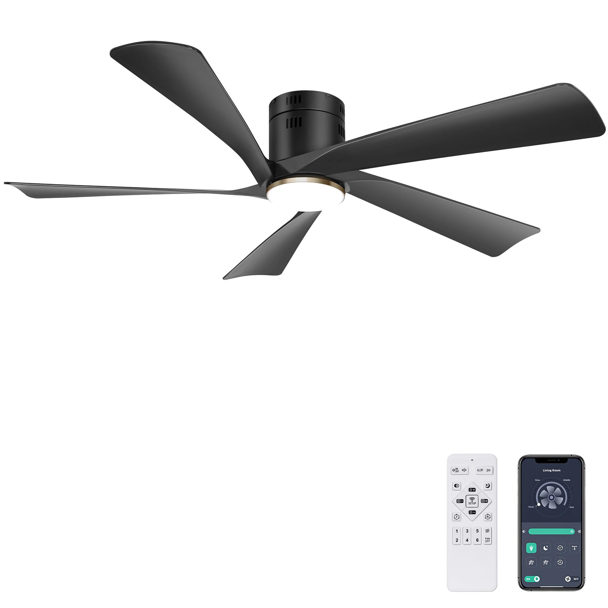 Ohniyou 52" Low Profile Ceiling Fan With Lights, Remote & App Control ... inside Smart Home Integration Guide Connecting Your CARRO Ceiling Fan