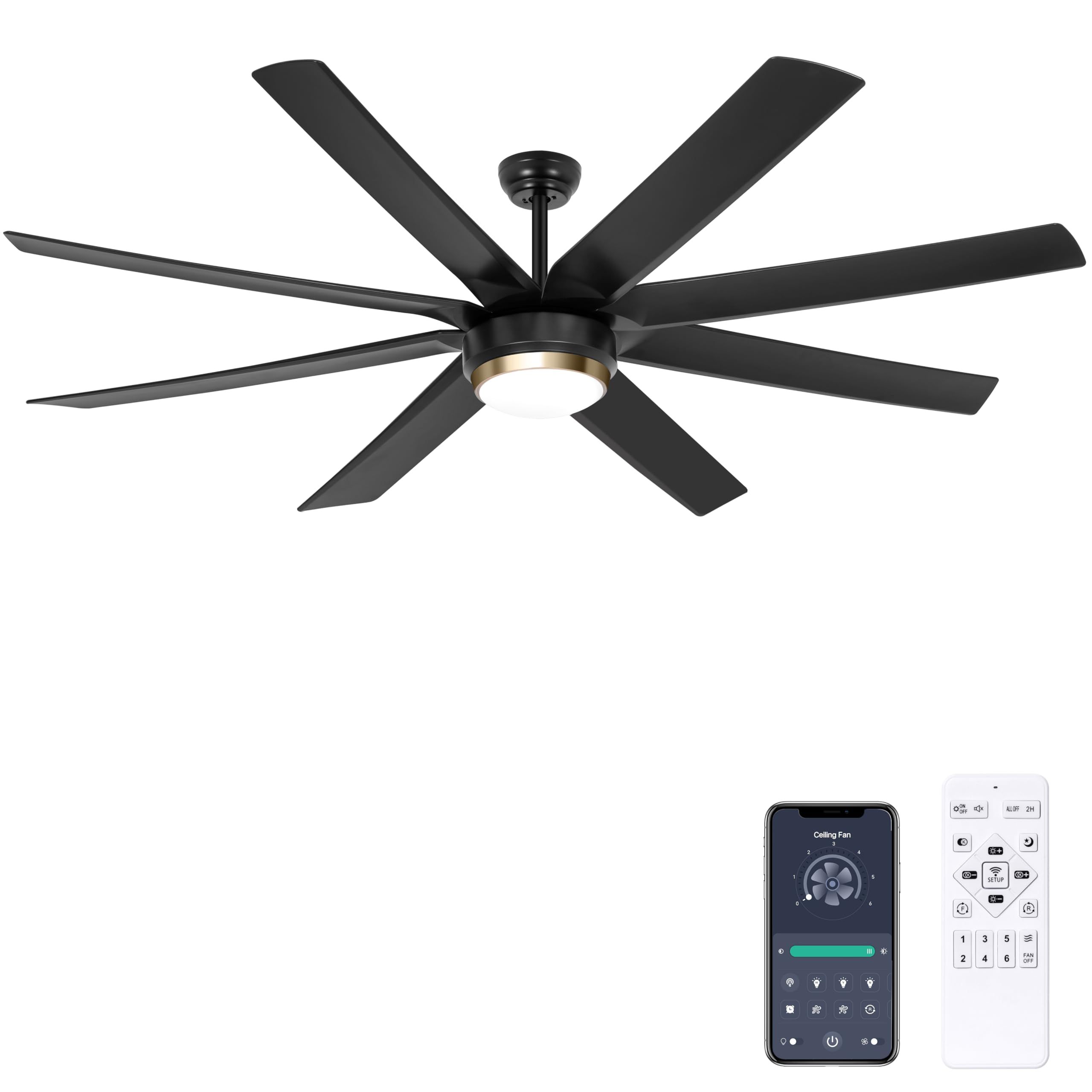 Ohniyou Ceiling Fan With Light - 70 Inch Indoor Outdoor Large Ceiling ... throughout 56-Inch Modern Propeller Ceiling Fan With Remote Control And Dc Reversible Motor, White