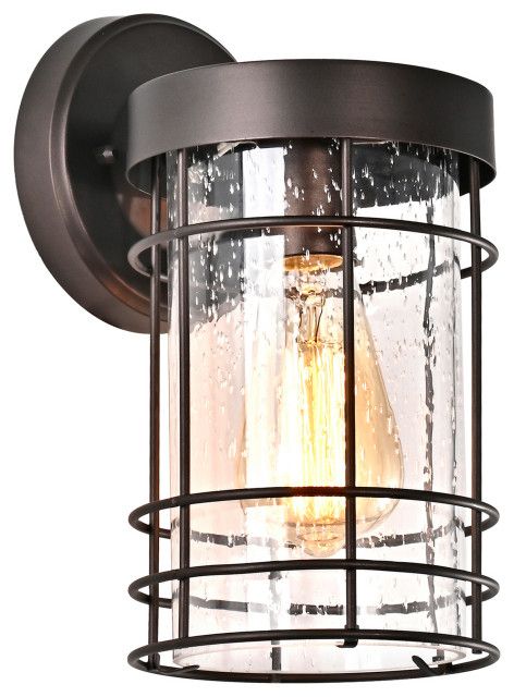 Oil Rubbed Bronze Outdoor Cylinder Wall Sconce Lantern With Seedy Glass ... for Understanding the Design and Functionality of the Oil Rubbed Bronze Viviana Sconce