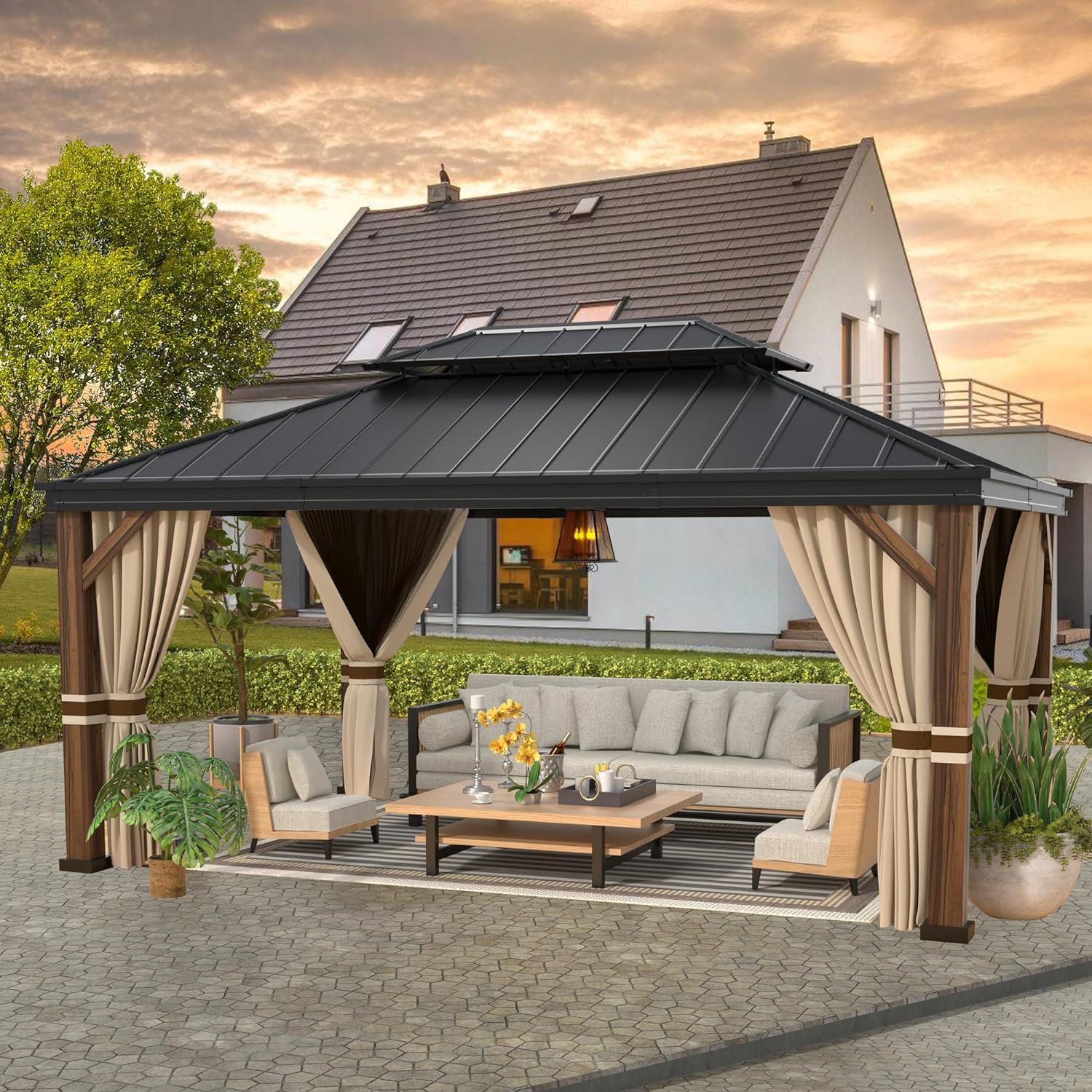 Olilawn Olilawn 12 Ft. W X 16 Ft. D Aluminum Patio Hardtop Gazebo, For ... with Maximizing Space and Style with a 12x16 Gazebo Design Ideas