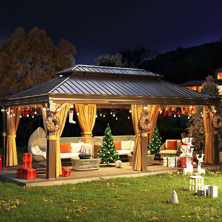 Oneinmil 20 Ft. W X 12 Ft. D Metal Patio Gazebo - Wayfair Canada inside 20 Ft. W X 12 Ft. D Metal Patio Gazebo