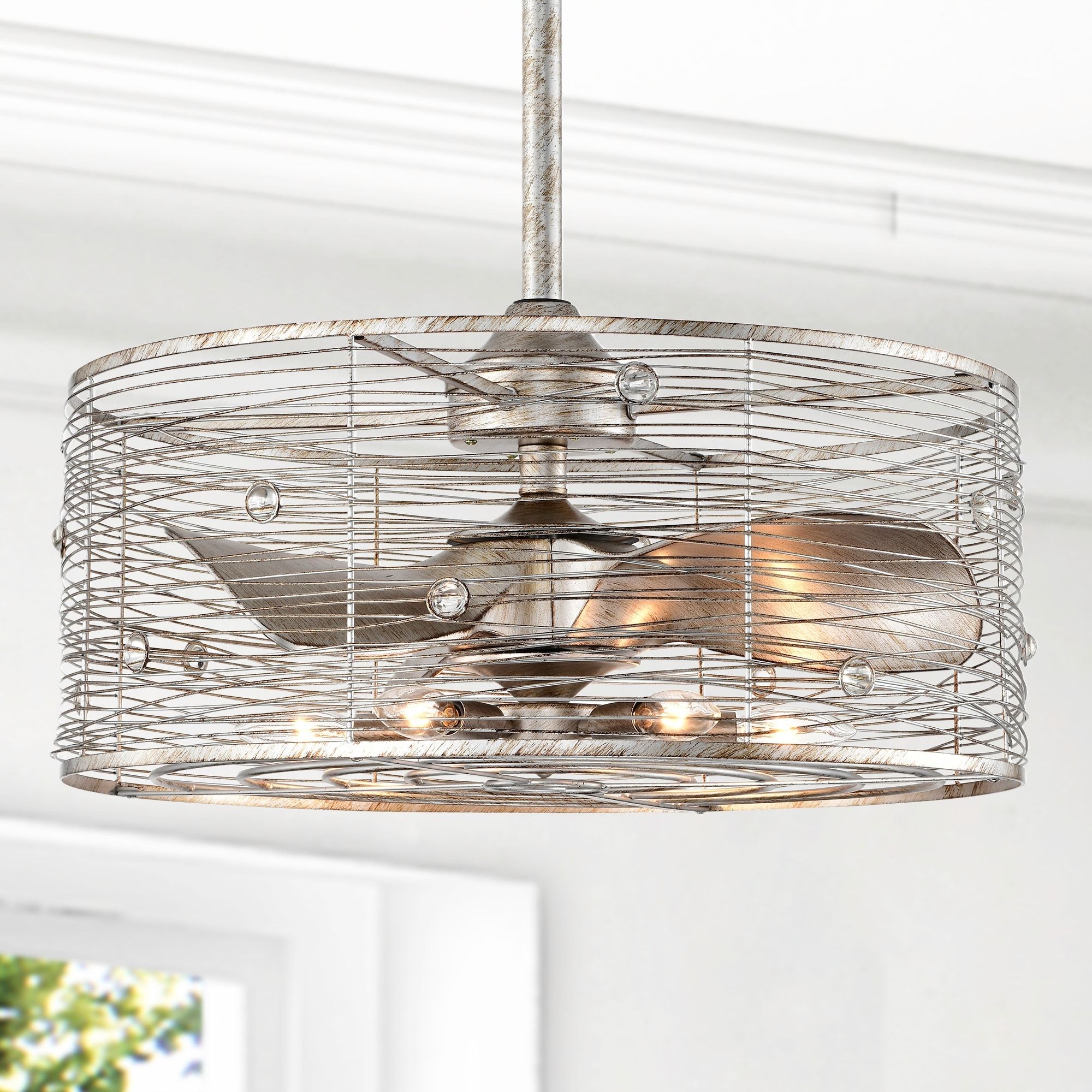 Onyx Antique Gold Finish Modern-Contemporary Crystal Ceiling Fandelier ... with regard to 25-Inch Antique Silver Crystal Fandelier Ceiling Fan With Remote And Light Kit