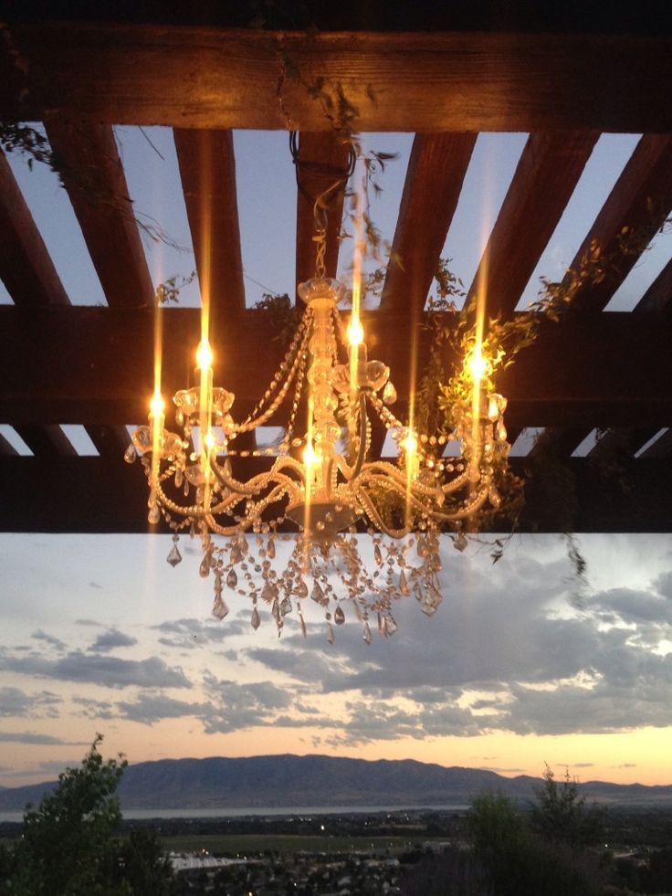 Outdoor Chandelier At The Pergola At The Vista In Cedar Hills | Outdoor ... pertaining to Maintenance and Care Tips for Your White Vista Outdoor Chandelier