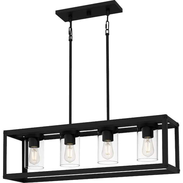 Outdoor Chandeliers - The Home Depot regarding Swansea 4-Light 24" Matte Black Round Outdoor Chandelier With Clear Glass Shades