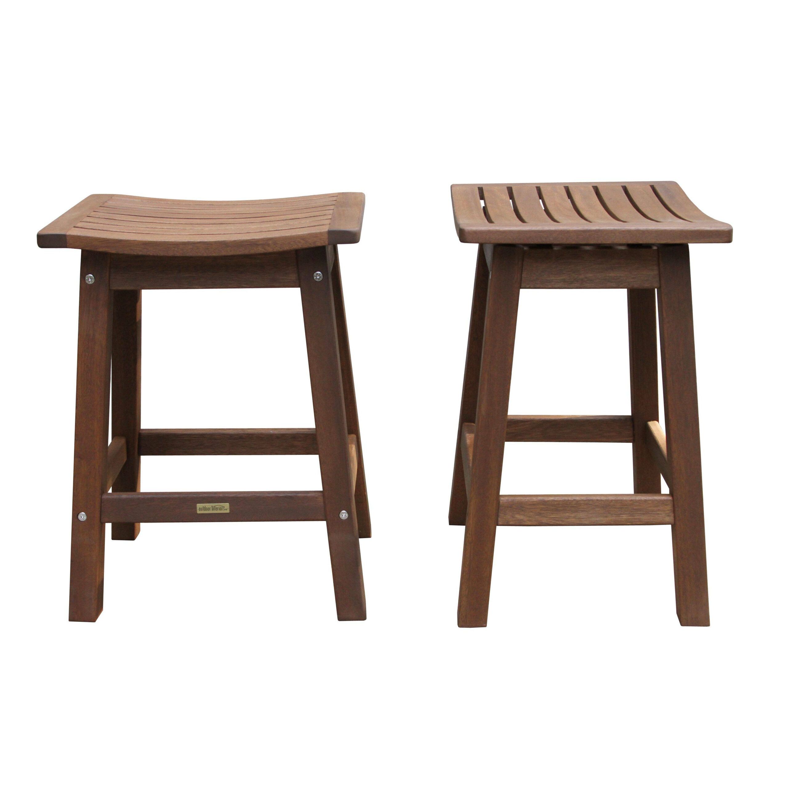 Outdoor Interiors Counter Height Eucalyptus Saddle Stool throughout Counter Height Eucalyptus Stool, Set Of 2