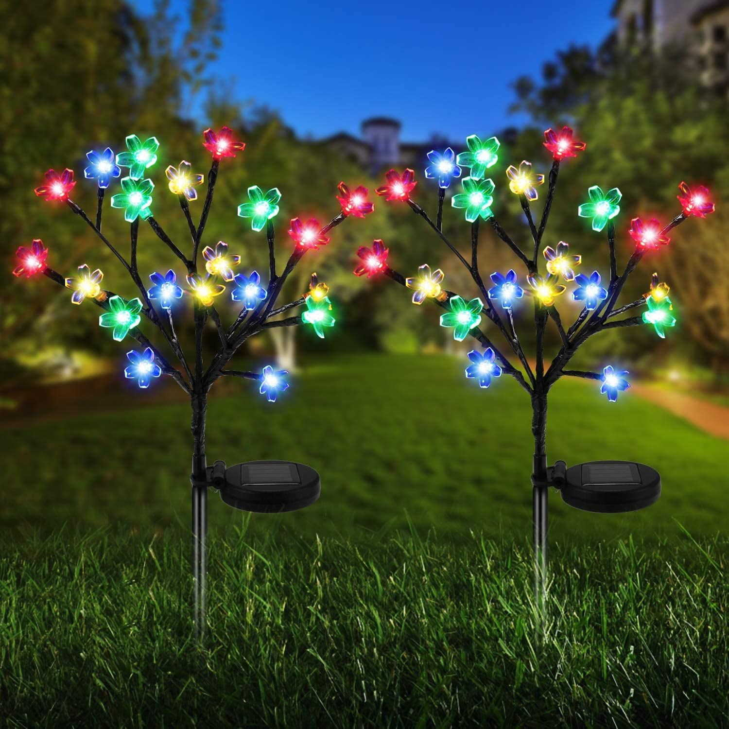 Outdoor Solar Lights, 2 Pack Solar Fairy Lights Waterproof Multi-Color ... regarding Solar Powered Multicolor Pathway Lights