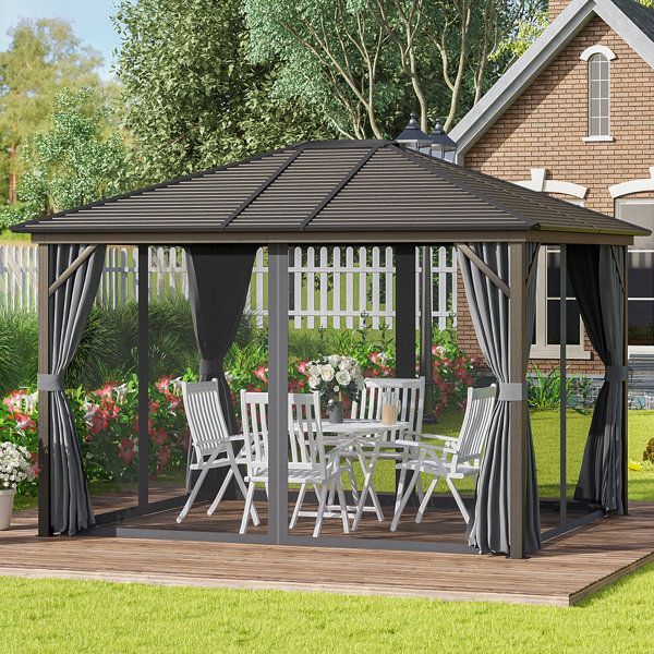 Outsunny 12 Ft. W X 10 Ft. D Aluminum Patio Gazebo & Reviews | Wayfair regarding 12 Ft. W X 10 Ft. D Aluminum Patio Hardtop Gazebo