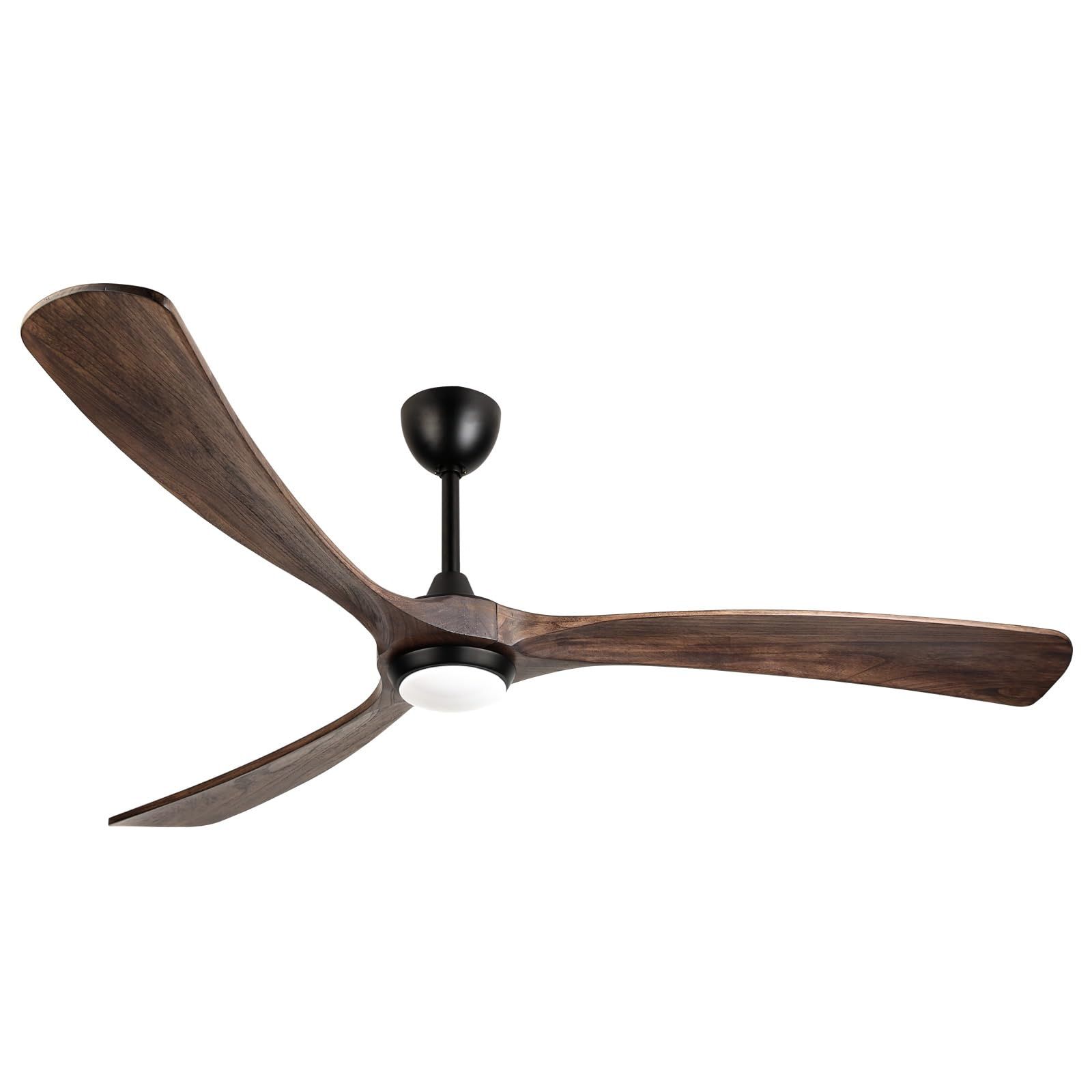 Ovlaim 72 Inch Silent Dc Motor Wood Ceiling Fan Light And Remote ... for 72" Modern 8 Wood Blades Large Ceiling Fan W Led Light, Gold