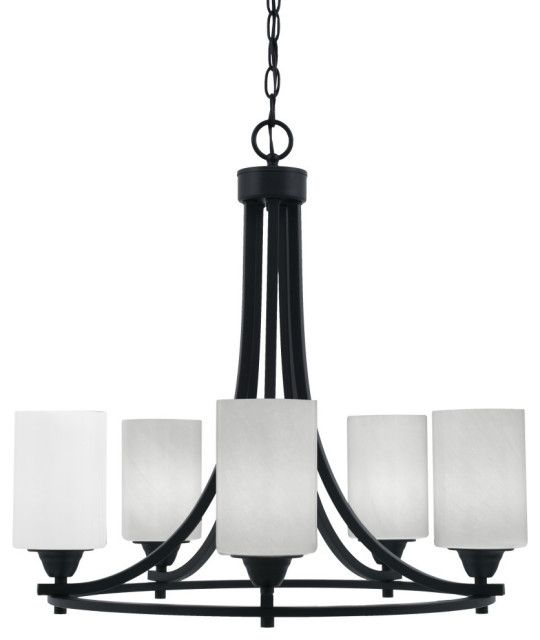 Paramount 5-Light Chandelier, Matte Black, 4" White Marble Glass ... inside Caring for Your Odeon Chandelier Maintenance Tips for Long-Lasting Beauty