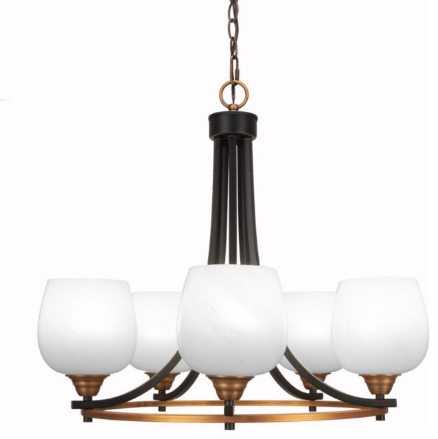 Paramount 5-Light Chandelier, Matte Black & Brass, 6" White Marble ... inside Caring for Your Odeon Chandelier Maintenance Tips for Long-Lasting Beauty
