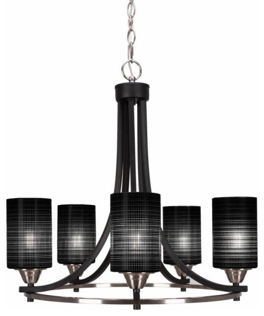 Paramount 5-Light Chandelier, Matte Black & Brushed Nickel, 4" Black ... pertaining to Caring for Your Odeon Chandelier Maintenance Tips for Long-Lasting Beauty