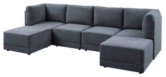 Partner Furniture Polyester Fabric 116&quot; Wide Modular Sectional In Gray ... pertaining to Decoding the Comfort and Versatility of a Gray Polyester Blend Sectional Sofa