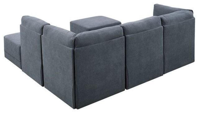 Partner Furniture Polyester Fabric 116&quot; Wide Modular Sectional In Gray ... within Decoding the Comfort and Versatility of a Gray Polyester Blend Sectional Sofa
