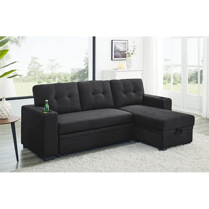 Partner Furniture Upholstery Polyester Blend Fabric Convertible ... pertaining to Partner Furniture Polyester Blend Fabric Modular Sectional Sofa In Gray