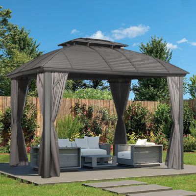 Peak Home Furnishings 12 Ft. W X 10 Ft. D Aluminum Patio Gazebo ... intended for 12 Ft. W X 10 Ft. D Aluminum Patio Hardtop Gazebo