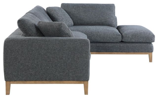 Pemberly Row 2-Piece Fabric Upholstered Modular Sectional Gray ... with regard to Pemberly Row 2-Piece Upholstered Cushion Back Sectional Dark Gray