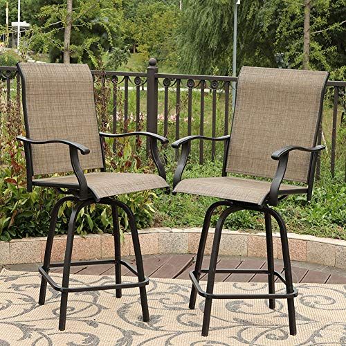 Phi Villa Bar Stools Outdoor Swivel 2 Bar Height Chair Patio Furniture ... for Set Of 2 Outdoor Bar Stoolst Patio Bar Chair,Patio Furniture Set, Earth