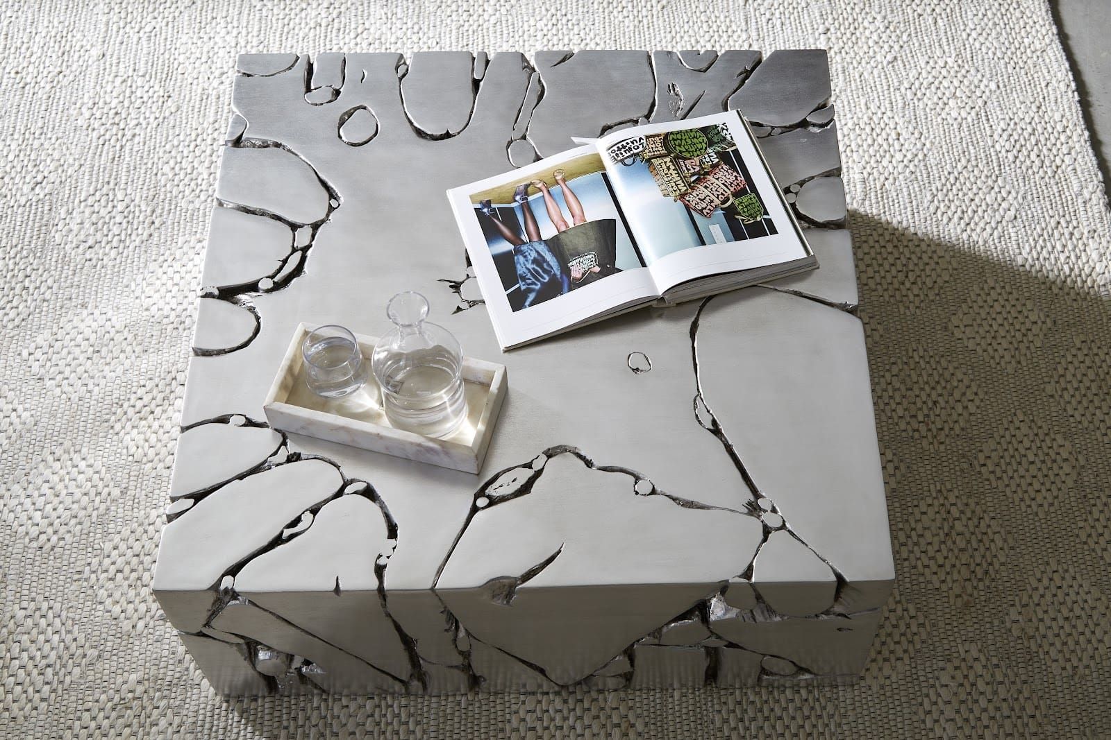 Phillips Collection Chunk Square Silver Coffee Table - Unique Furniture inside Chunk Square Silver Coffee Tables A Timeless Addition to Any Home