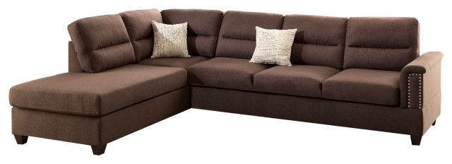 Polyfiber 3 Pieces Sectional Set In Choco Brown - Transitional ... with regard to Benzara Bm168670 Polyfiber 3 Piece Sectional Set With Plush Cushion In Orange