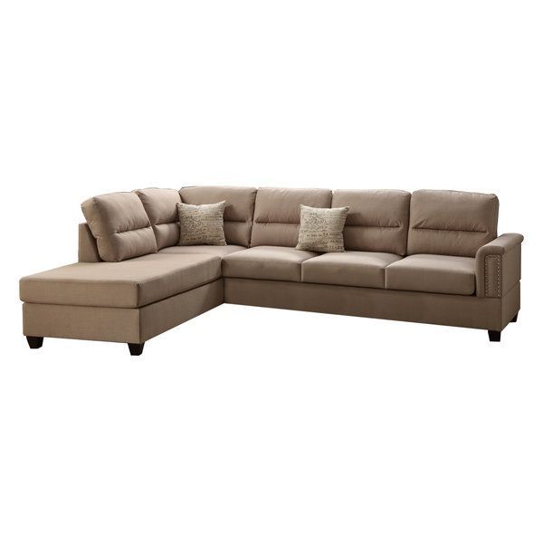 Polyfiber 3 Pieces Sectional Set In Sand Beige - Transitional ... with Benzara Bm168670 Polyfiber 3 Piece Sectional Set With Plush Cushion In Orange