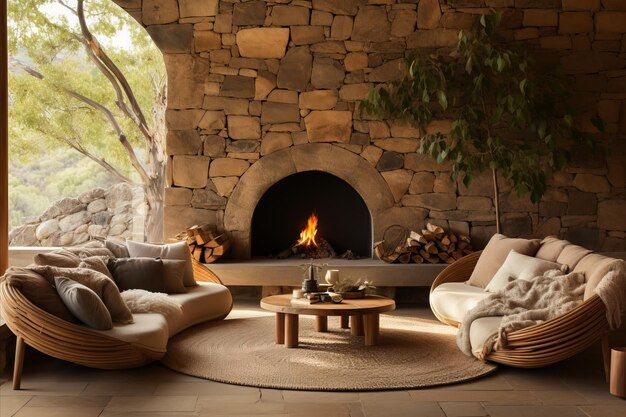 Premium Photo | Japandi Boho Living Modern Room With Curved Beige Sofas ... within The Elegance of Beige Sofas Exploring Versatile Design Possibilities