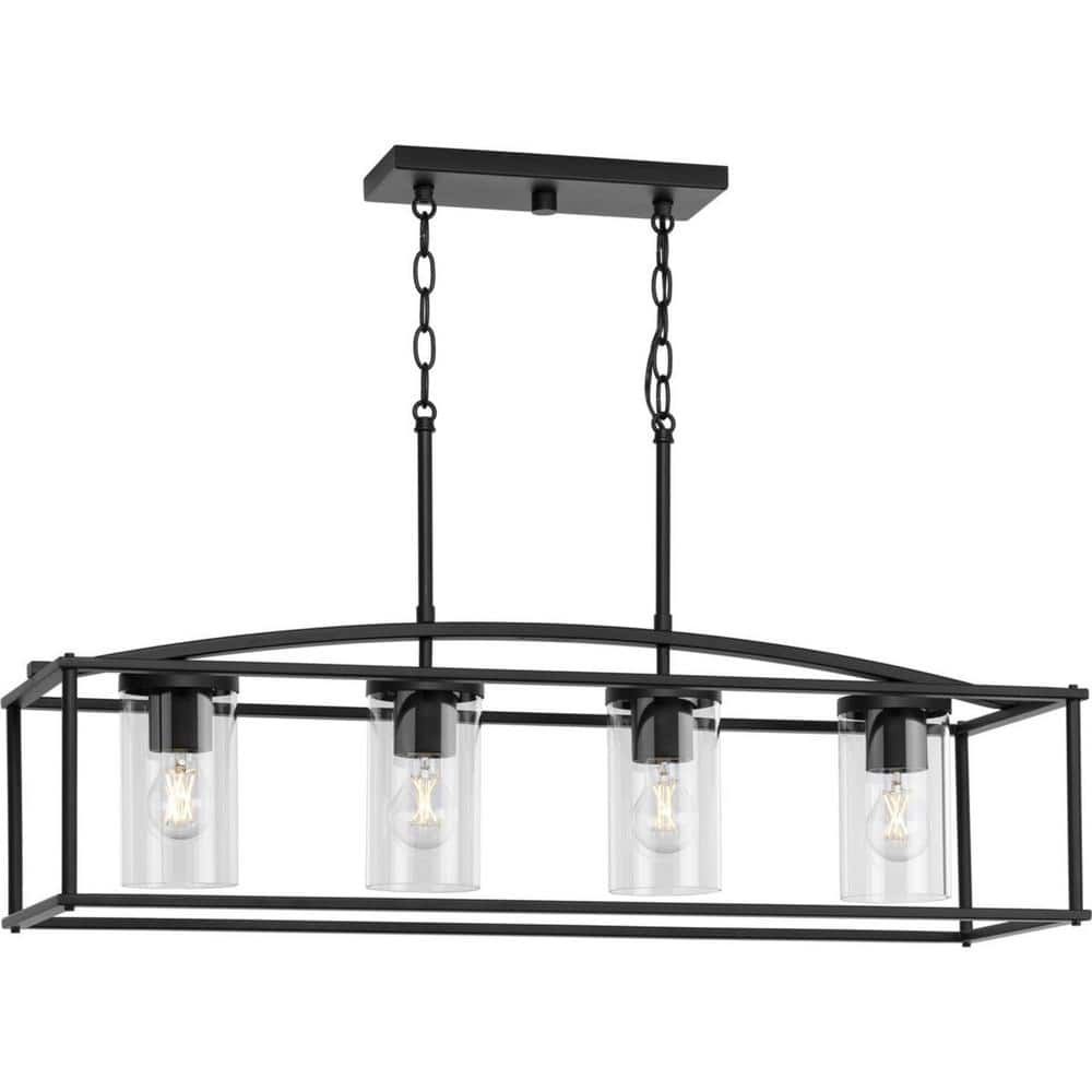 Progress Lighting Swansea Collection 4-Light 36 In. Matte Black ... regarding Beyond Aesthetics The Practical Considerations of Outdoor Chandelier Installation