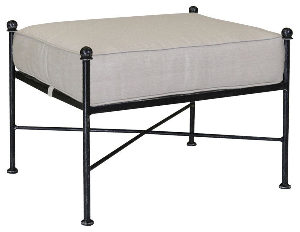 Provence Ottoman With Cushions, Canvas Flax With Self Welt - Industrial ... inside Choosing the Right Bristol Ottoman Fabric Understanding Canvas Flax and Self Welt