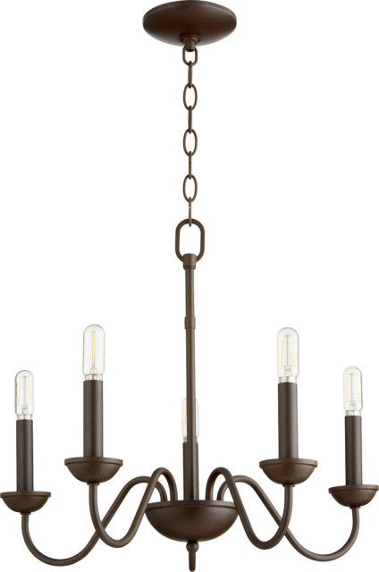 Quorum 5-Light Candle Chandelier 6040-5-86, Oiled Bronze - Transitional ... with regard to Quorum Odeon 5-Light Wet Linear Chandelier, Matte Black/Clear, 71-5-59