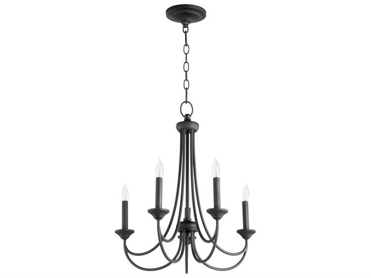 Quorum Brooks 5-Light Noir Black Candelabra Chandelier | Qm6250569 pertaining to Quorum International 71-5 Odeon 5 Light 38"W Linear Chandelier - Matte Black