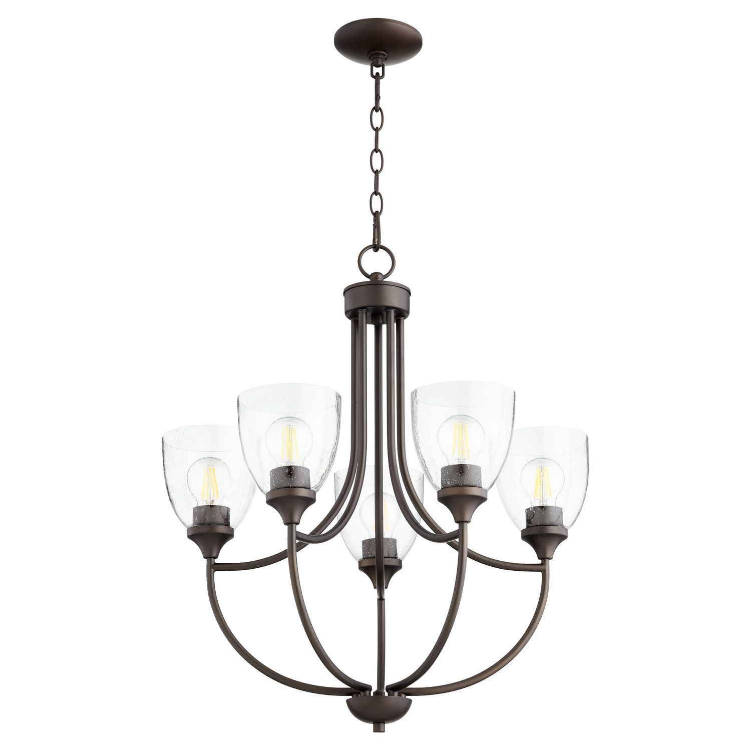 Quorum Enclave 5-Light Clear-Shade Chandelier > The Fan Shoppe | Canada within Quorum Odeon 5-Light Wet Linear Chandelier, Matte Black/Clear, 71-5-59