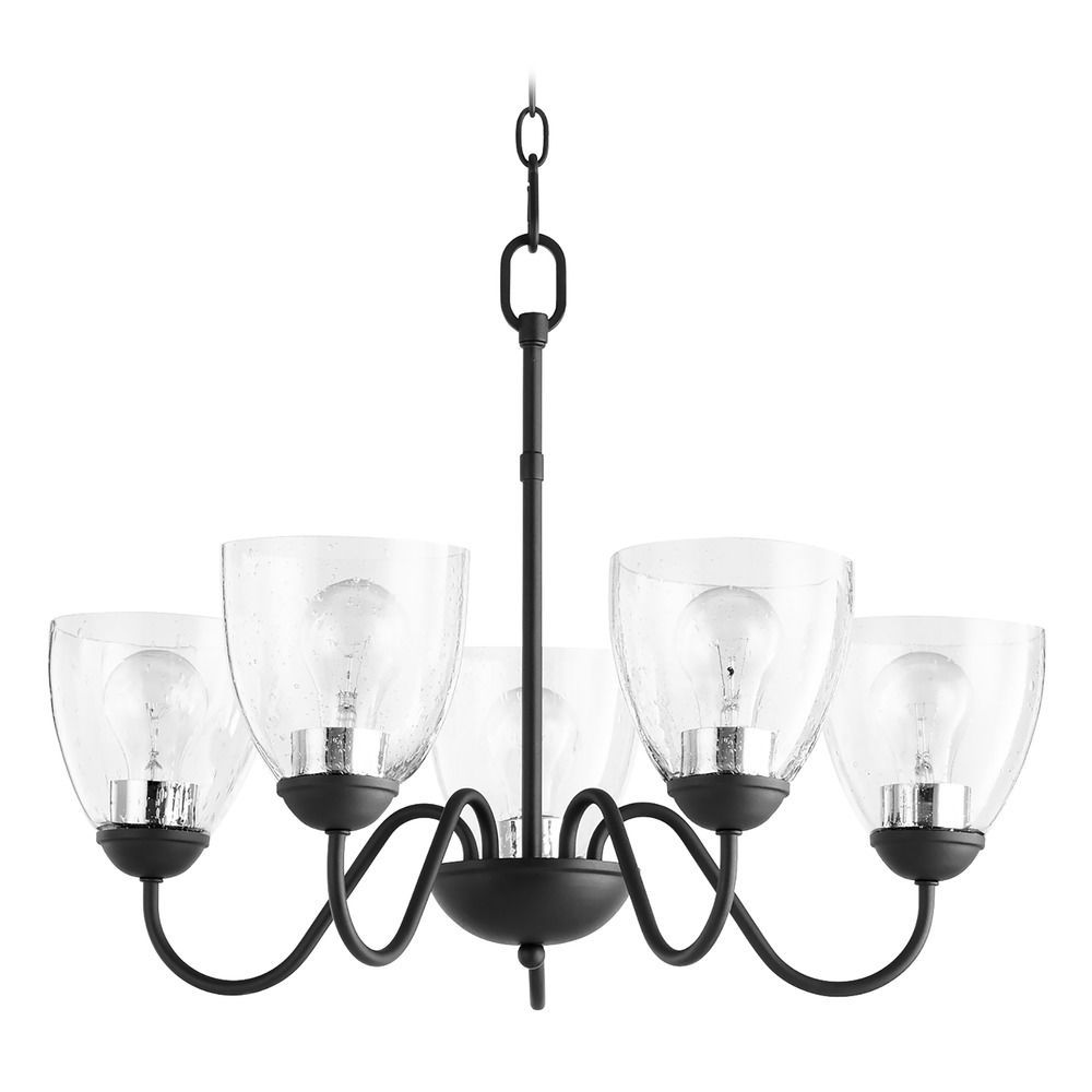 Quorum Lighting Noir Chandelier | 6041-5-69 | Destination Lighting pertaining to Quorum Gentry 6-Light Wet Chandelier, Matte Black/Clear, 70-6-59